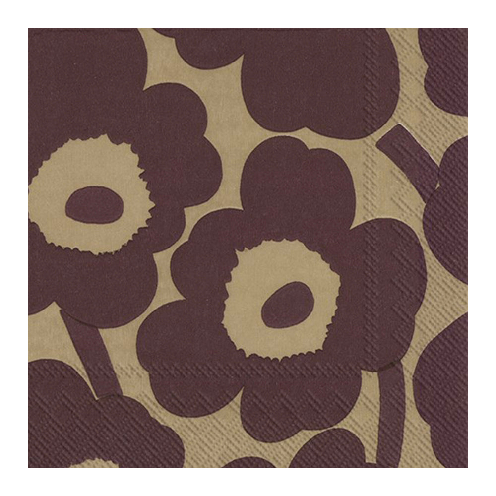 Marimekko Unikko Linen Bordeaux Flowers IHR Paper Lunch Napkins 33 cm sq 3 ply 20 pack