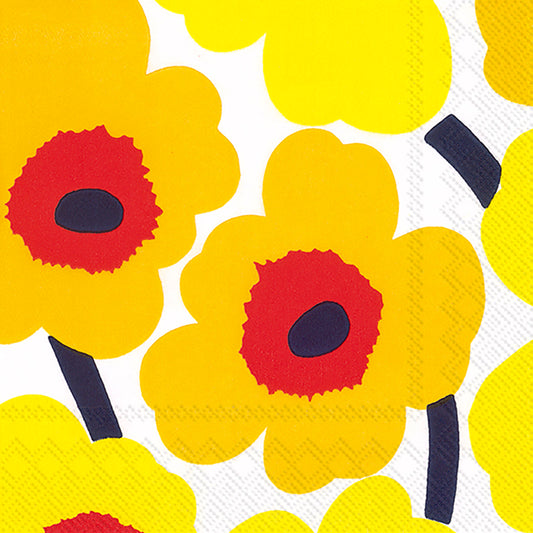 Marimekko UNIKKO Dark Yellow Big Flowers IHR Paper Lunch Napkins 33 cm sq 3 ply 20 pack