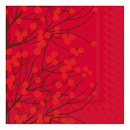 Marimekko LUMIMARJA red Berries IHR Paper Lunch Napkins 33 cm sq 3 ply 20 pack