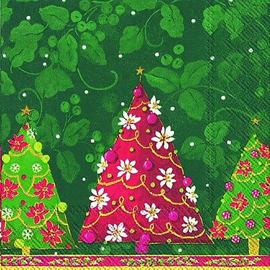 ALBERO DI NATALE Green  Red Christmas Tree IHR Paper Lunch Napkins 33 cm sq 3 ply 20 pack