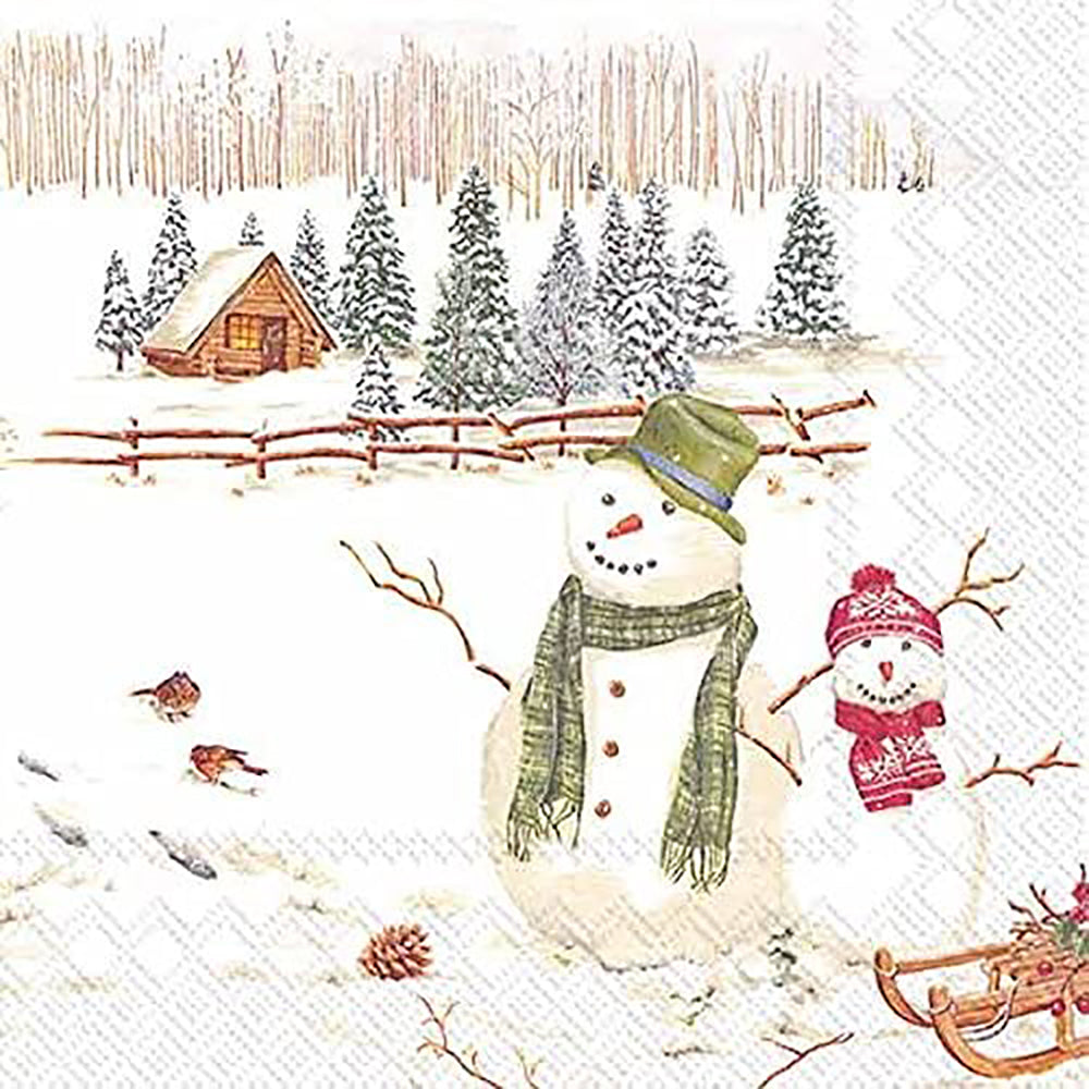 Winterly Countryside Snowmen Snow IHR Paper Lunch Napkins 33 cm sq 3 ply 20 pack
