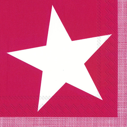 PURE STAR Dark Red White IHR Paper Lunch Napkins 33 cm sq 3 ply 20 pack