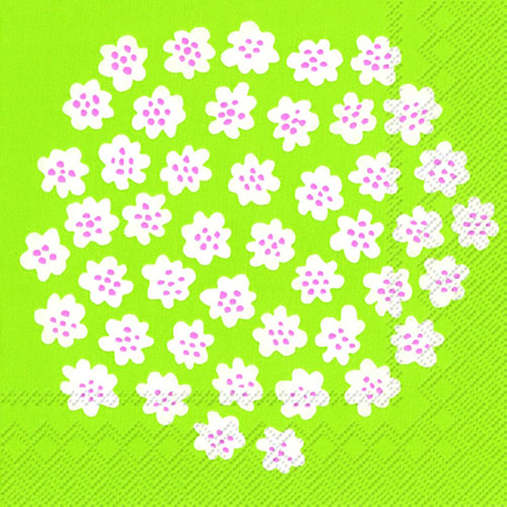 Marimekko PUKETTI light green flowers IHR Paper Lunch Napkins 33 cm sq 3 ply 20 pack