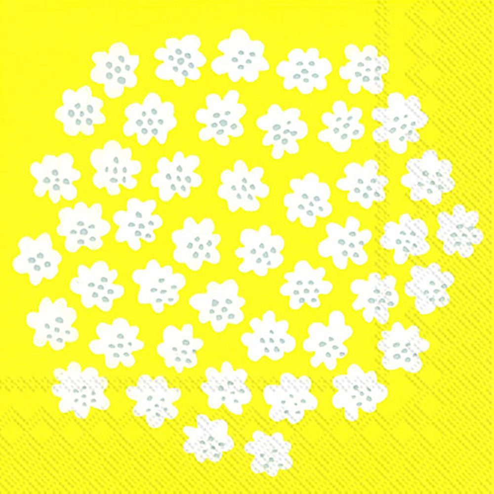 Marimekko PUKETTI yellow flowers IHR Paper Lunch Napkins 33 cm sq 3 ply 20 pack