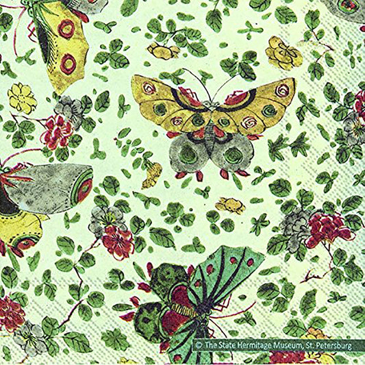 Hermitage Butterflies Light Green IHR Paper Lunch Napkins 33 cm sq 3 ply 20 pack