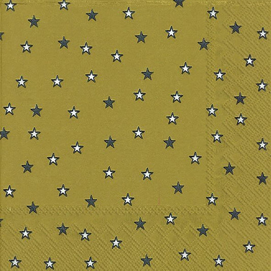 LITTLE STARS Gold Black White IHR Paper Lunch Napkins 33 cm sq 3 ply 20 pack