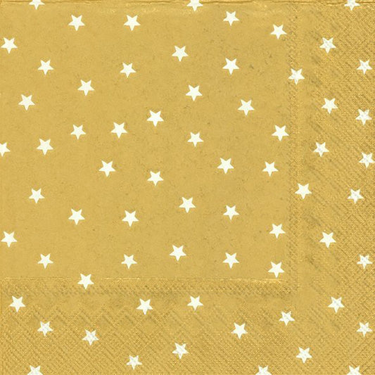 LITTLE STARS Gold White IHR Paper Lunch Napkins 33 cm sq 3 ply 20 pack