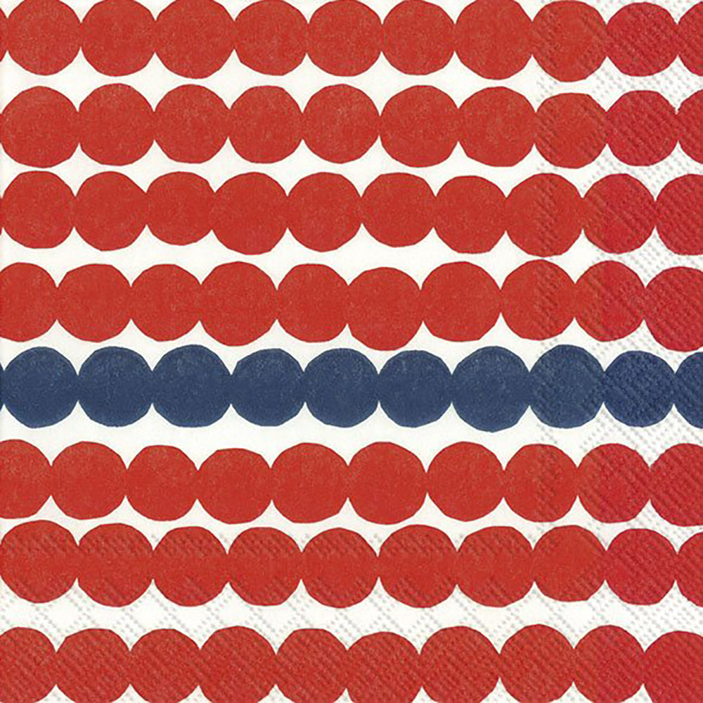 Marimekko Rasymatto red blue Dots IHR Paper Lunch Napkins 33 cm sq 3 ply 20 pack