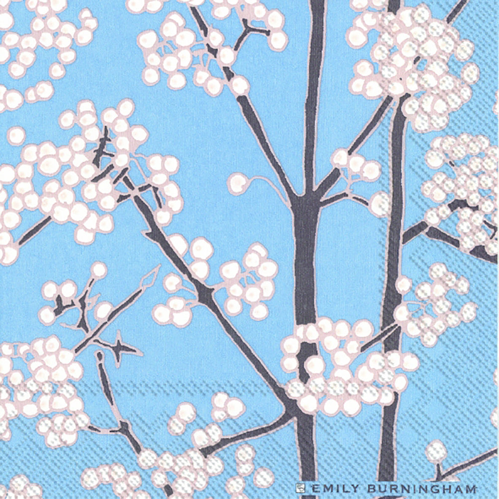 WHITE BERRIES Light Blue White Trees IHR Paper Lunch Napkins 33 cm sq 3 ply 20 pack