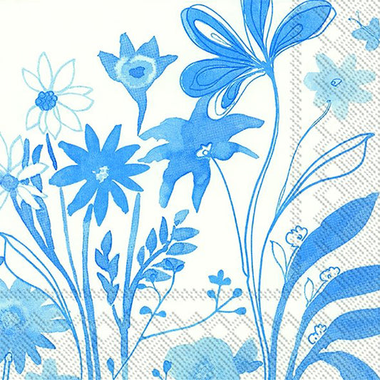 COLEEN Blue Flowers IHR Paper Lunch Napkins 33 cm sq 3 ply 20 pack