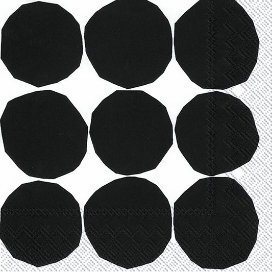 Marimekko KIVET Black White Dots IHR Paper Lunch Napkins 33 cm sq 3 ply 20 pack
