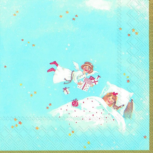 DREAMING OF CHRISTMAS Light Blue Angel IHR Paper Lunch Napkins 33 cm sq 3 ply 20 pack