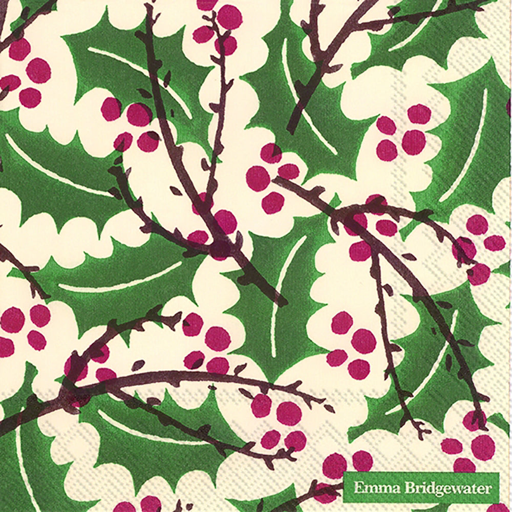 Emma Bridgewater HOLLY AND BERRY Christmas IHR Paper Lunch Napkins 33 cm sq 3 ply 20 pack