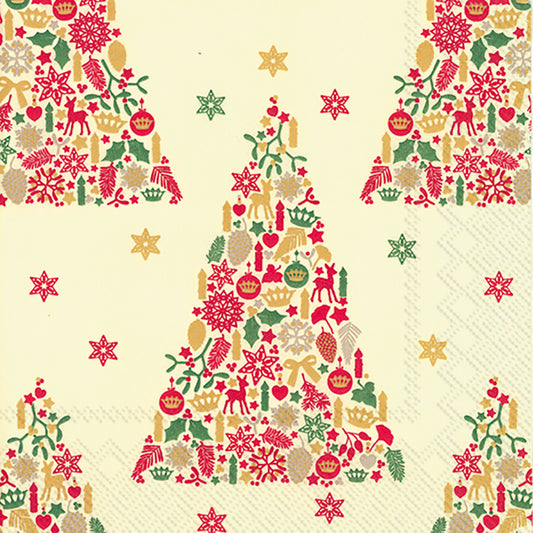 SWEET MERRY CHRISTMAS Cream Red Trees IHR Paper Lunch Napkins 33 cm sq 3 ply 20 pack