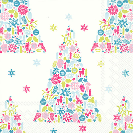 SWEET MERRY CHRISTMAS White Blue Pink Trees IHR Paper Lunch Napkins 33 cm sq 3 ply 20 pack