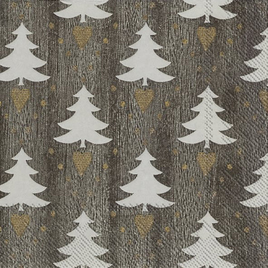 LITTLE LOVELY TREES Grey Gold IHR Paper Lunch Napkins 33 cm sq 3 ply 20 pack