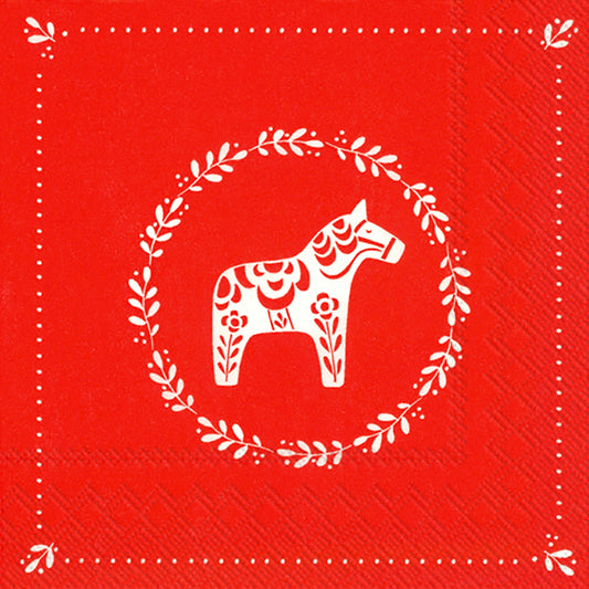 SWEET LITTLE HORSE Red White IHR Paper Lunch Napkins 33 cm sq 3 ply 20 pack