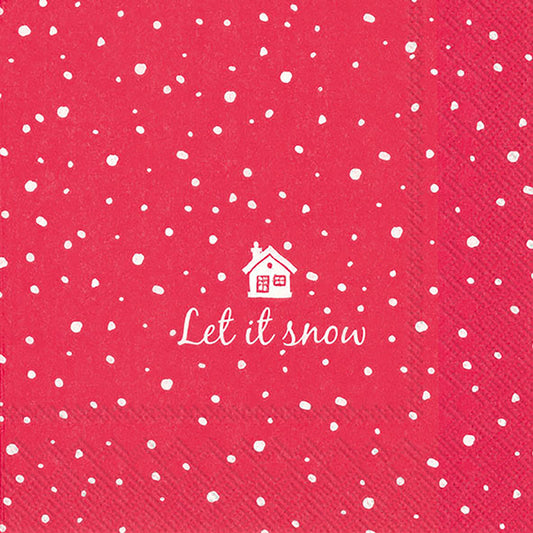 LET IT SNOW Red White IHR Paper Lunch Napkins 33 cm sq 3 ply 20 pack