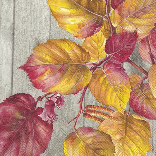 FALL GARDEN Grey Autumn Leaves IHR Paper Lunch Napkins 33 cm sq 3 ply 20 pack