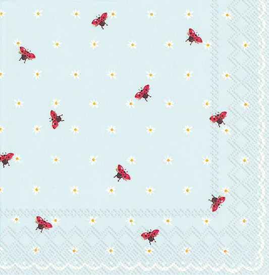 LITTLE LADYBIRDS Light Blue Flowers IHR Paper Lunch Napkins 33 cm sq 3 ply 20 pack