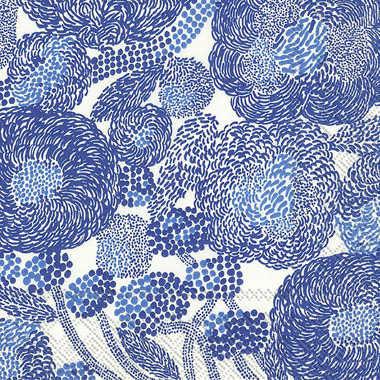 Marimekko MYNSTERI cream blue floral IHR Paper Lunch Napkins 33 cm sq 3 ply 20 pack