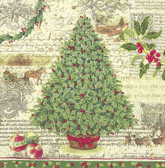 Christmas Traditional Tree IHR Paper Lunch Napkins 33 cm sq 3 ply 20 pack