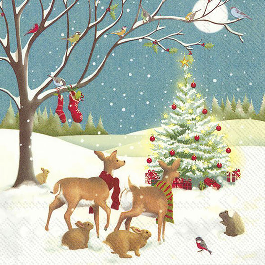 SEE THE BRIGHT LIGHT! Christmas Tree Animals Snow IHR Paper Lunch Napkins 33 cm sq 3 ply 20 pack