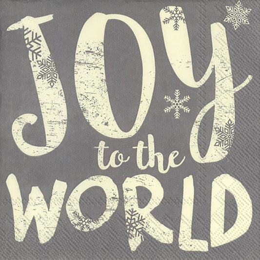 JOY TO THE WORLD Grey Snowflakes IHR Paper Lunch Napkins 33 cm sq 3 ply 20 pack