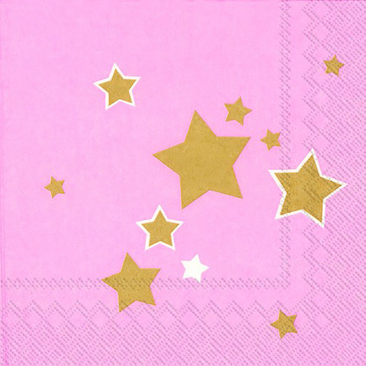 SHINY STARS Light Rose Gold IHR Paper Lunch Napkins 33 cm sq 3 ply 20 pack