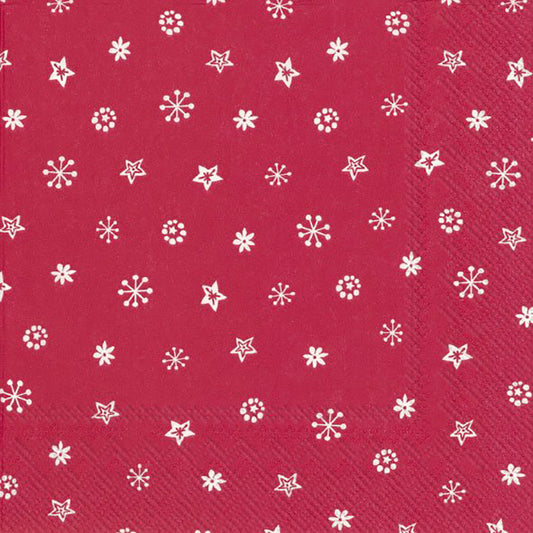 LITTLE JOY Red White Snowflakes Stars IHR Paper Lunch Napkins 33 cm sq 3 ply 20 pack