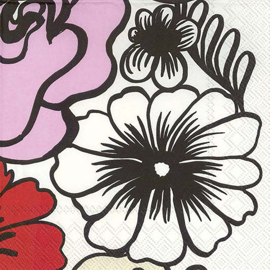 Marimekko ELÄKÖÖN ELÄMÄ White Floral IHR Paper Lunch Napkins 33 cm sq 3 ply 20 pack