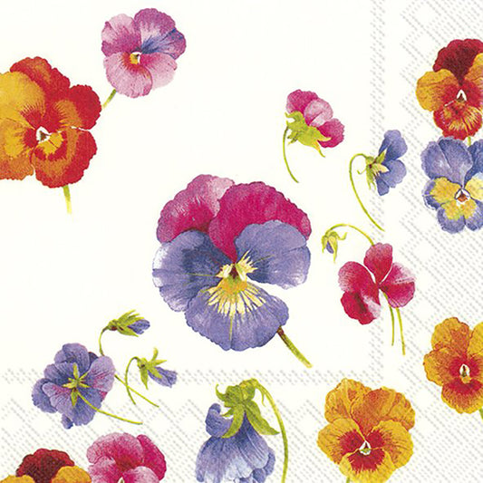 PAULINA Cream Multicoloured Flowers IHR Paper Lunch Napkins 33 cm sq 3 ply 20 pack