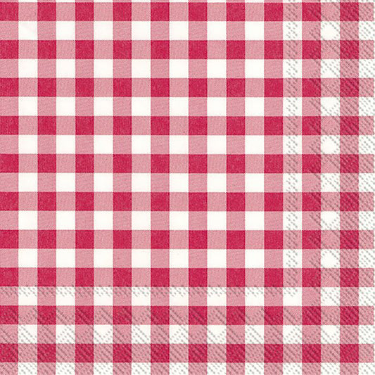 TAVERNA Red White Checked IHR Paper Lunch Napkins 33 cm sq 3 ply 20 packc