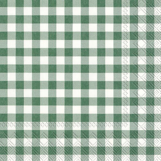 TAVERNA Green White Checked IHR Paper Lunch Napkins 33 cm sq 3 ply 20 packc