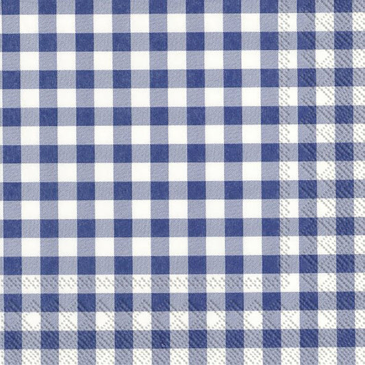 TAVERNA Blue White Checked IHR Paper Lunch Napkins 33 cm sq 3 ply 20 packc