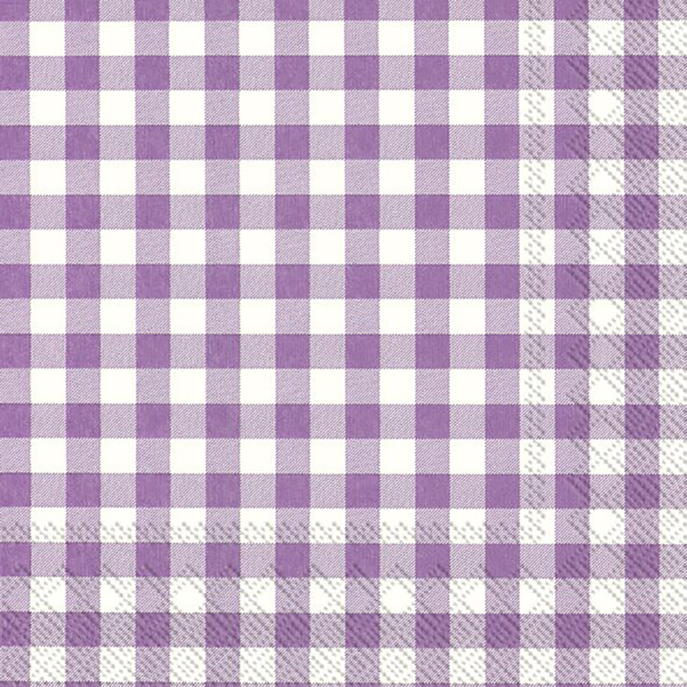 TAVERNA Lilac White Checked IHR Paper Lunch Napkins 33 cm sq 3 ply 20 packc