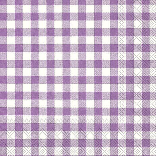 TAVERNA Lilac White Checked IHR Paper Lunch Napkins 33 cm sq 3 ply 20 packc