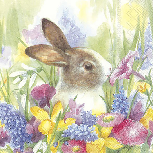 RUBY IN THE MEADOW Light Green Rabbit Flowers IHR Paper Lunch Napkins 33 cm sq 3 ply 20 pack