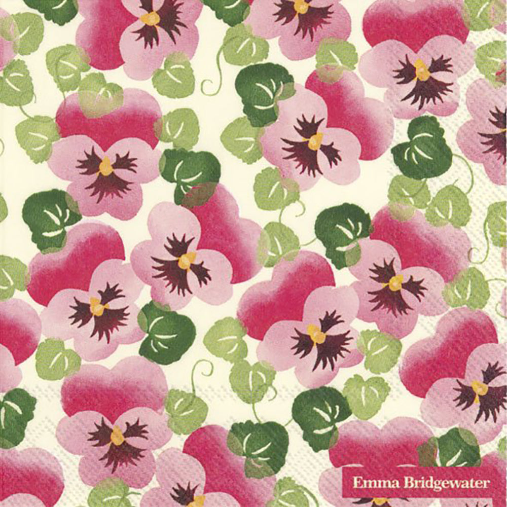 Emma Bridgewater PINK PANSY IHR Paper Lunch Napkins 33 cm sq 3 ply 20 pack