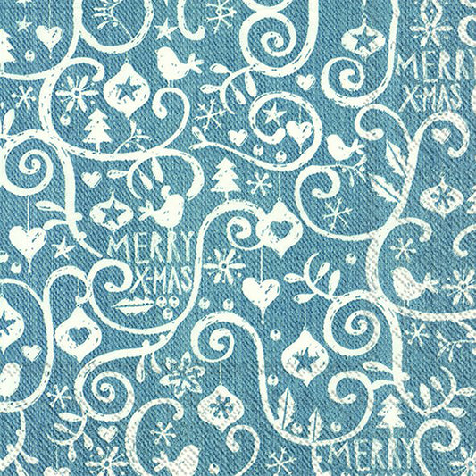 X-MAS JEANS Blue White Patterned IHR Paper Lunch Napkins 33 cm sq 3 ply 20 pack
