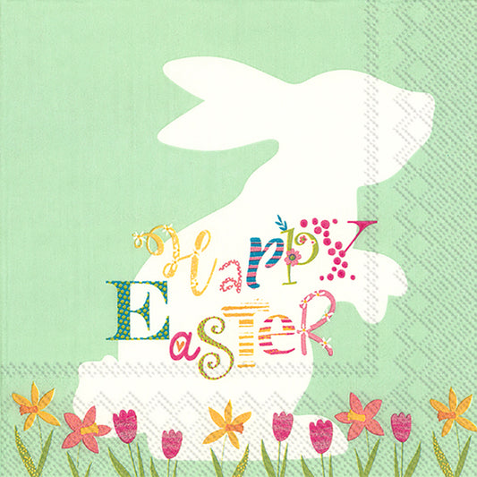 FUNNY BUNNY Light Green Rabbit Easter IHR Paper Lunch Napkins 33 cm sq 3 ply 20 pack