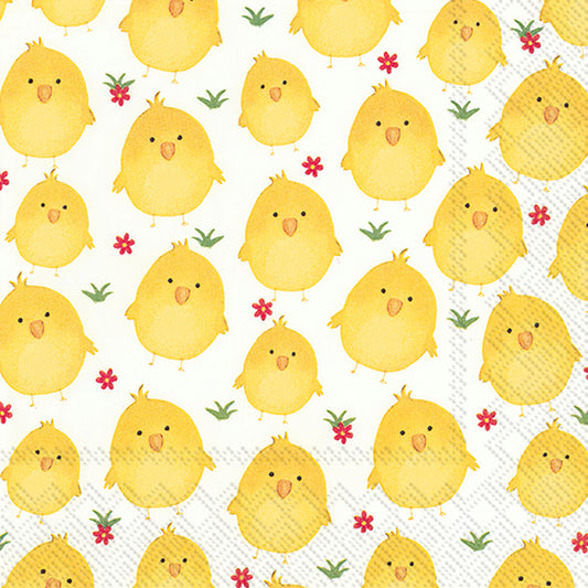 SWEET CHICKS White Yellow IHR Paper Lunch Napkins 33 cm sq 3 ply 20 pack