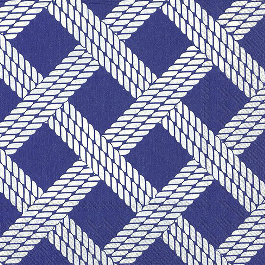 SAILOR'S ROPE Blue White Patterned IHR Paper Lunch Napkins 33 cm sq 3 ply 20 pack