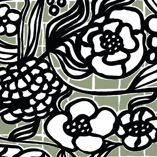 Marimekko FLORISTI Linen Black White Floral HR Paper Lunch Napkins 33 cm sq 3 ply 20 pack