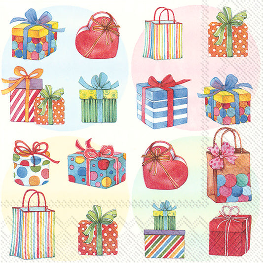 GIFTS Multicoloured Presents IHR Paper Lunch Napkins 33 cm sq 3 ply 20 pack