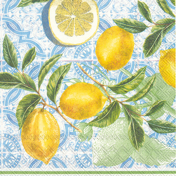 CITRUS LIMON Light Blue Lemons IHR Paper Lunch Napkins 33 cm sq 3 ply 20 pack