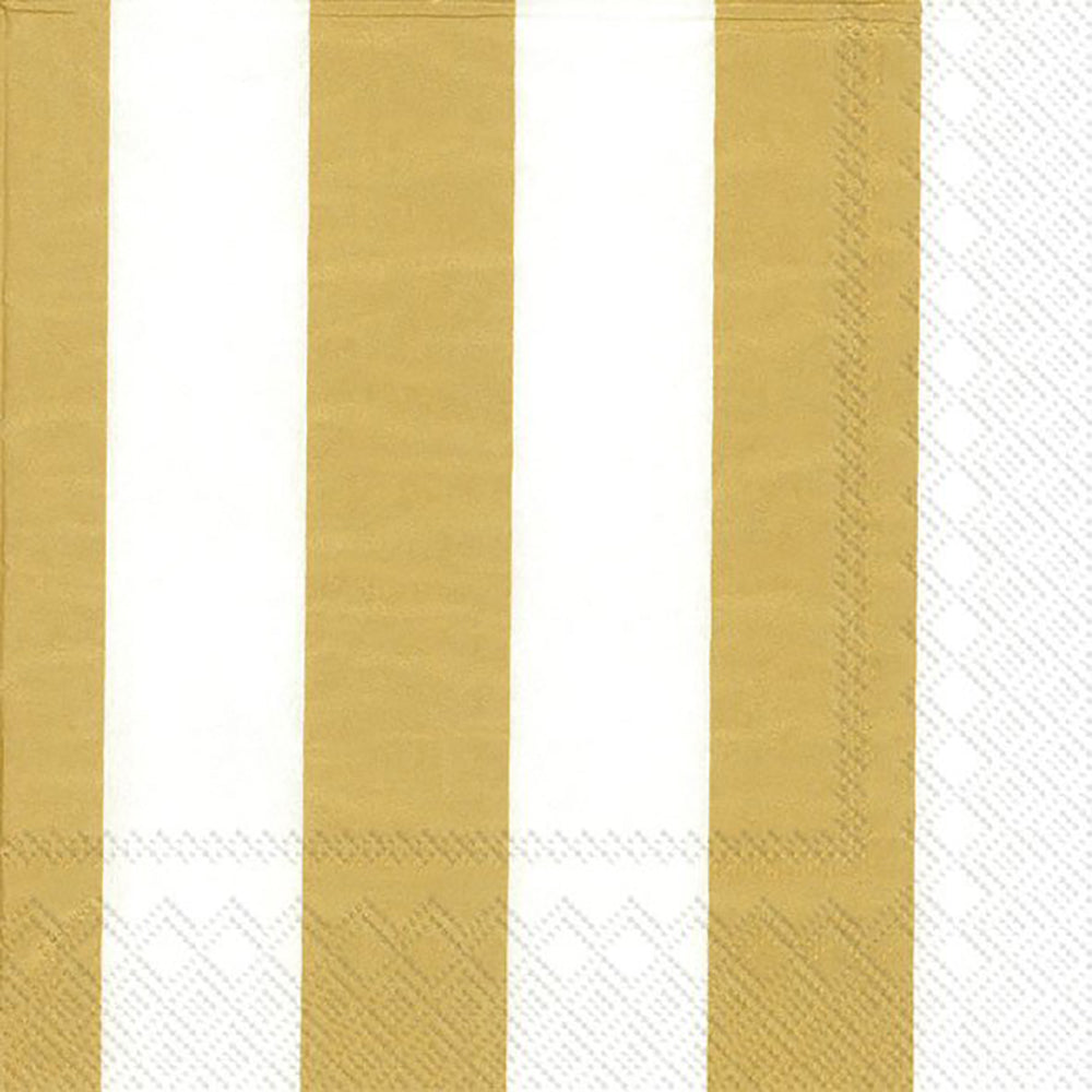 Marimekko KAKSI RAITAA gold stripe IHR Paper Lunch Napkins 33 cm sq 3 ply 20 pack