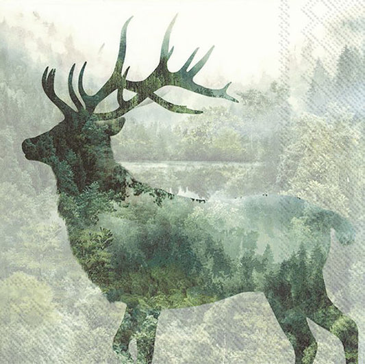 MAGIC DEER White Green Forest IHR Paper Lunch Napkins 33 cm sq 3 ply 20 pack