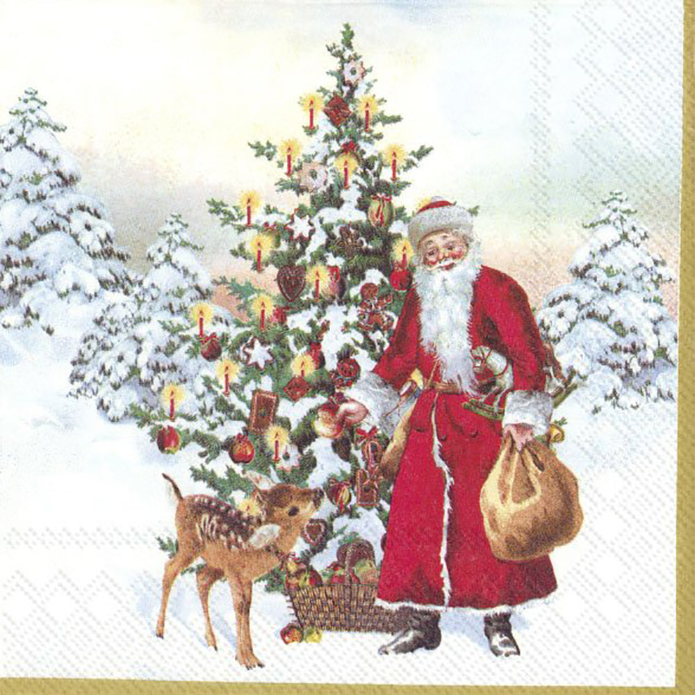 V & B Annual Christmas Santa Tree Deer IHR Paper Lunch Napkins 33 cm sq 3 ply 20 pack