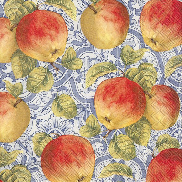 CLASSICAL APPLES Blue IHR Paper Lunch Napkins 33 cm sq 3 ply 20 pack